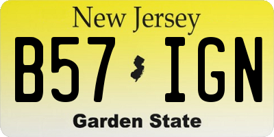 NJ license plate B57IGN