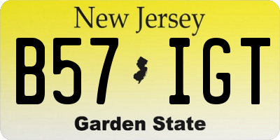 NJ license plate B57IGT