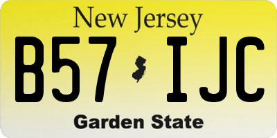 NJ license plate B57IJC