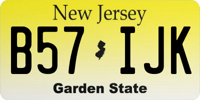 NJ license plate B57IJK