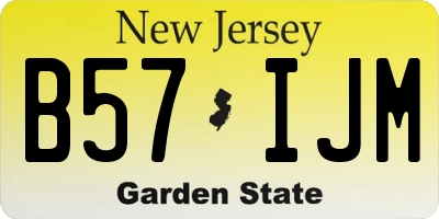 NJ license plate B57IJM