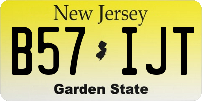 NJ license plate B57IJT