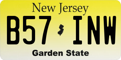 NJ license plate B57INW