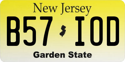 NJ license plate B57IOD