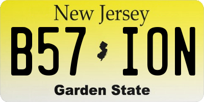 NJ license plate B57ION