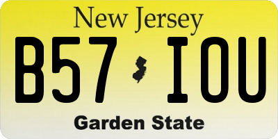 NJ license plate B57IOU