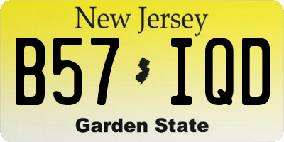 NJ license plate B57IQD