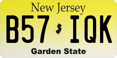 NJ license plate B57IQK