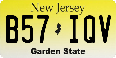 NJ license plate B57IQV