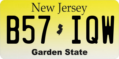 NJ license plate B57IQW