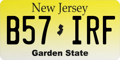 NJ license plate B57IRF