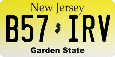 NJ license plate B57IRV