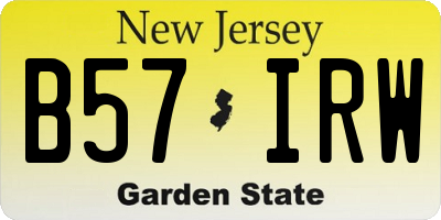 NJ license plate B57IRW