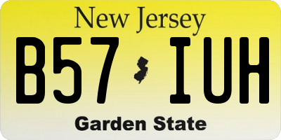 NJ license plate B57IUH