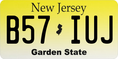 NJ license plate B57IUJ