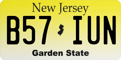 NJ license plate B57IUN