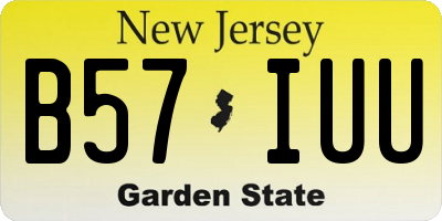 NJ license plate B57IUU