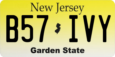 NJ license plate B57IVY