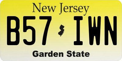 NJ license plate B57IWN