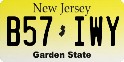 NJ license plate B57IWY