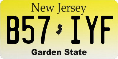 NJ license plate B57IYF