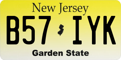 NJ license plate B57IYK