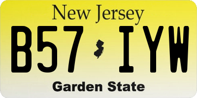 NJ license plate B57IYW