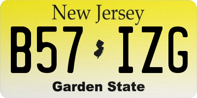 NJ license plate B57IZG