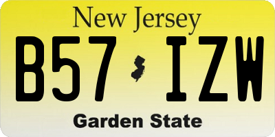 NJ license plate B57IZW