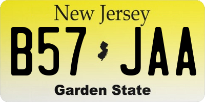 NJ license plate B57JAA