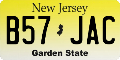 NJ license plate B57JAC