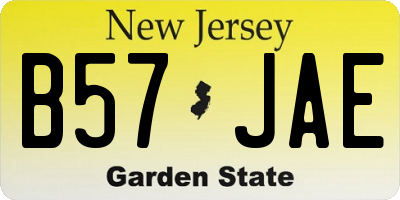 NJ license plate B57JAE