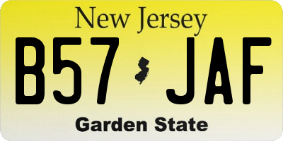 NJ license plate B57JAF