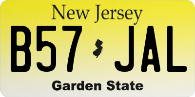 NJ license plate B57JAL