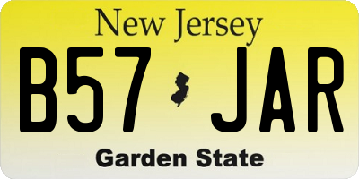 NJ license plate B57JAR