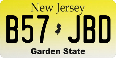 NJ license plate B57JBD