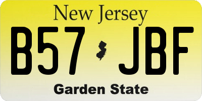 NJ license plate B57JBF