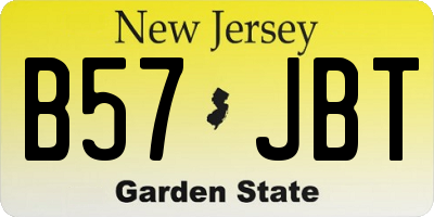 NJ license plate B57JBT