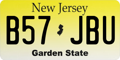 NJ license plate B57JBU
