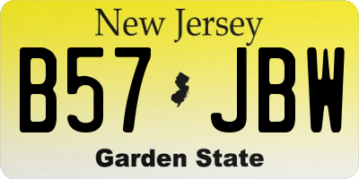 NJ license plate B57JBW