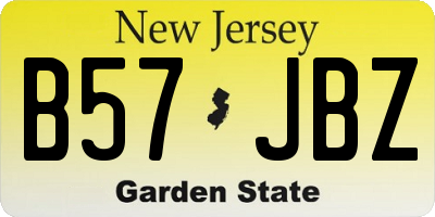 NJ license plate B57JBZ