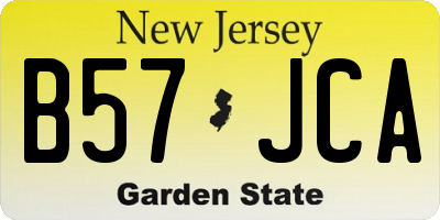 NJ license plate B57JCA