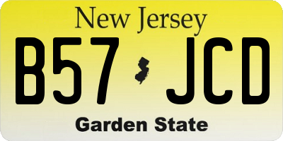 NJ license plate B57JCD