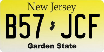 NJ license plate B57JCF