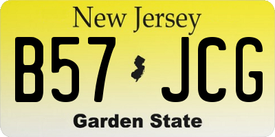 NJ license plate B57JCG