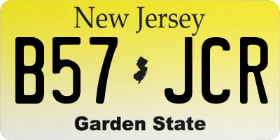 NJ license plate B57JCR