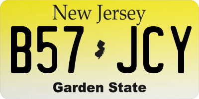 NJ license plate B57JCY