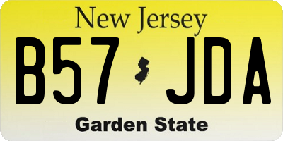 NJ license plate B57JDA