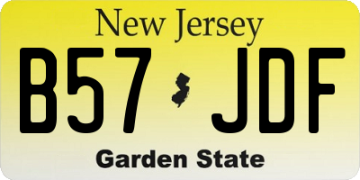 NJ license plate B57JDF