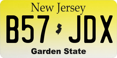 NJ license plate B57JDX